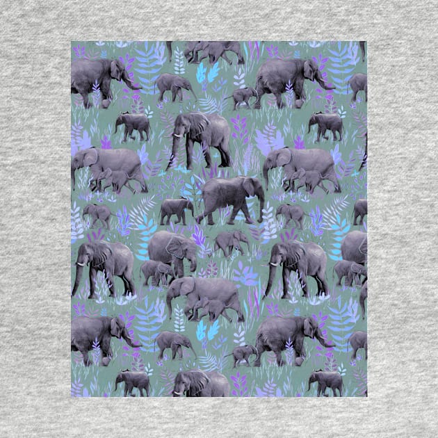 Sweet Elephants in Purple and Grey by micklyn